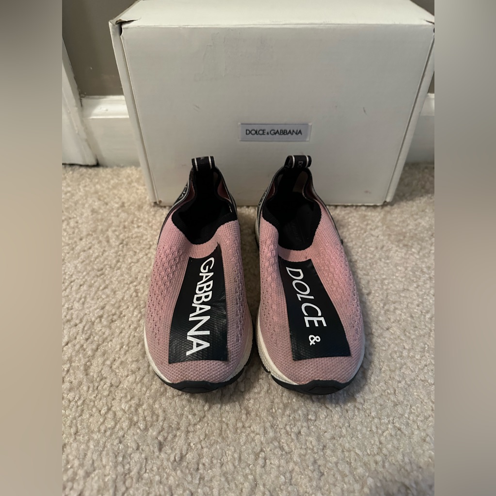 Dolce And Gabbana Pink And Black Logo Girls Sneakers